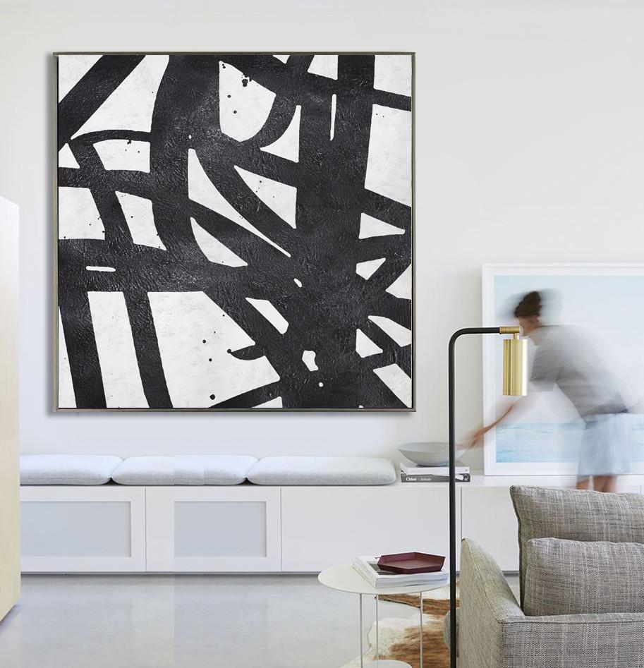 Minimal Black and White Painting #MN22A - Click Image to Close